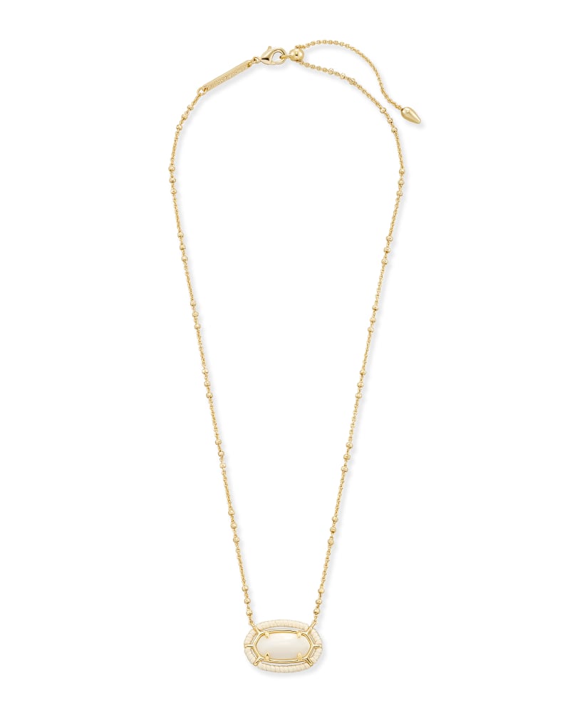 Threaded Elisa Gold Pendant Necklace in White Mother-Of-Pearl image number 2